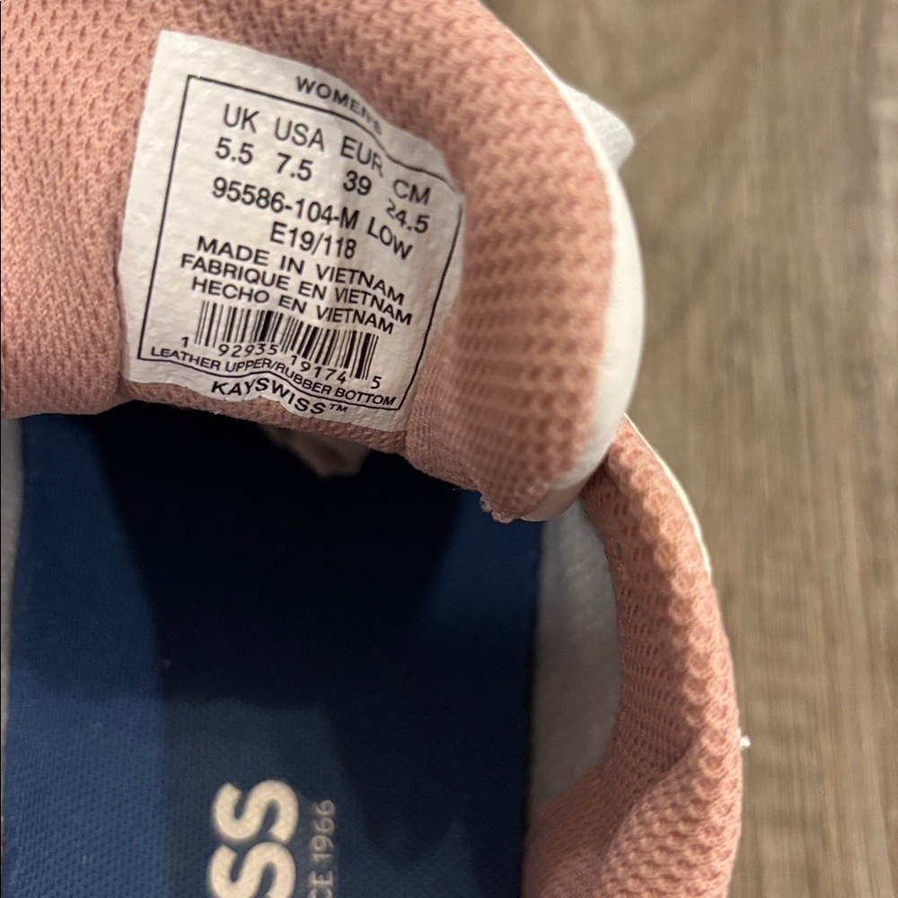 K-Swiss Women's White and Pink Lace-Up Sneakers - Picture 7 of 7